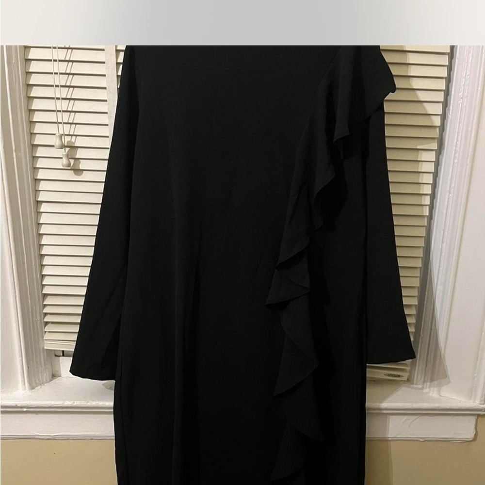 Elegant Black Ruffle Dress/Abaya